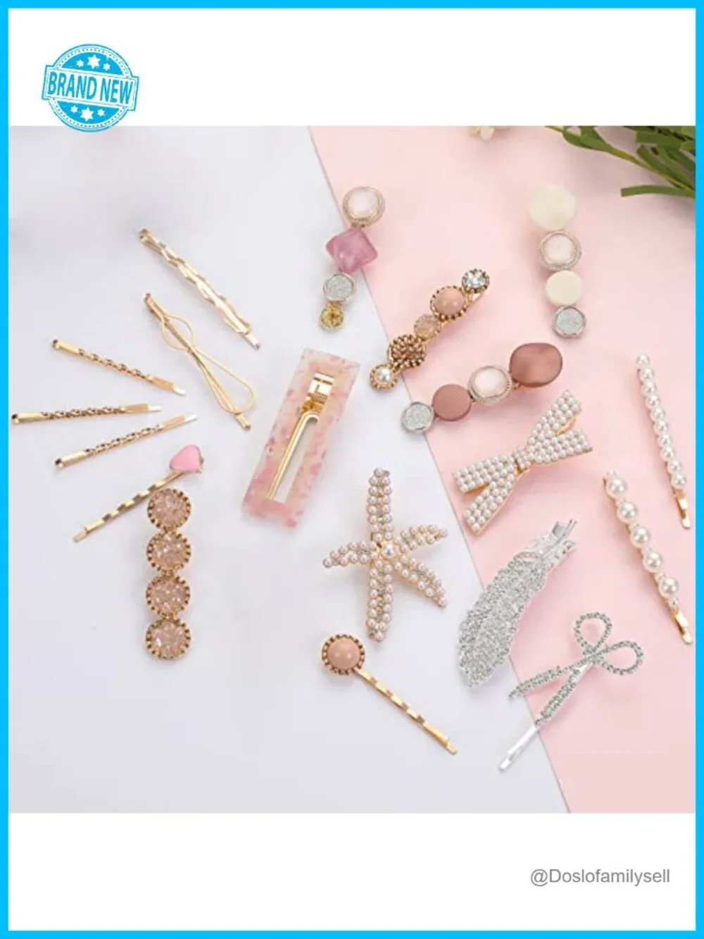20 Piece Pearl Acrylic Hair Clip Set Barrettes Bobby Pins Hair Accessories